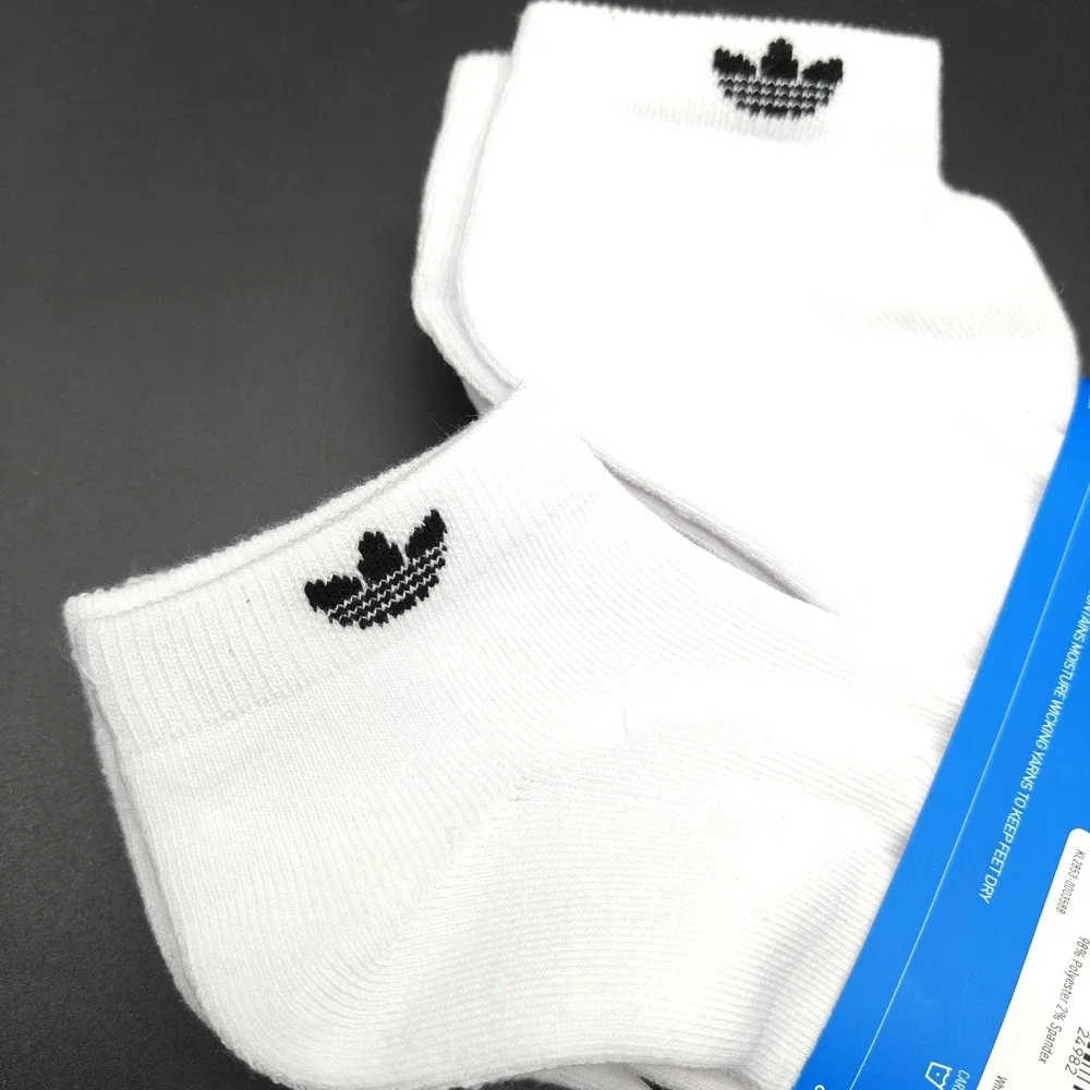 Adidas Originals Trefoil 6 Pair Cushioned Low Cut Socks White Large 6-12 NEW